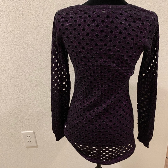 Mesh Knit Top with Metallic Purple Threading - Picture 5 of 5